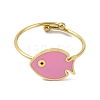 Ion Plating(IP) Fish 304 Stainless Steel Enamel Ring RJEW-A038-14G-01-2