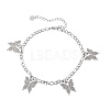Glass Butterfly Charm Anklet with Stainless Steel Figaro Chains PB7219-2-1