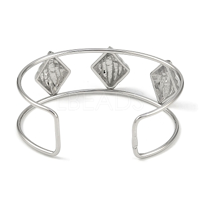 Non-Tarnish 304 Stainless Steel Wide Textured Open Cuff Bangles BJEW-Q348-05P-09-1