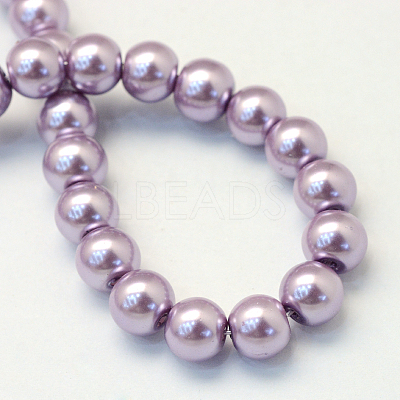 Baking Paint Pearlized Glass Pearl Round Bead Strands X-HY-Q003-6mm-44-1