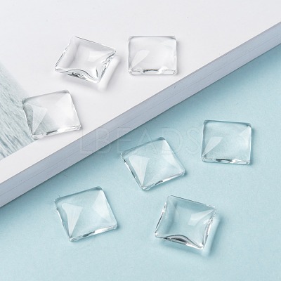 Transparent Glass Square Cabochons X-GGLA-S022-15mm-1