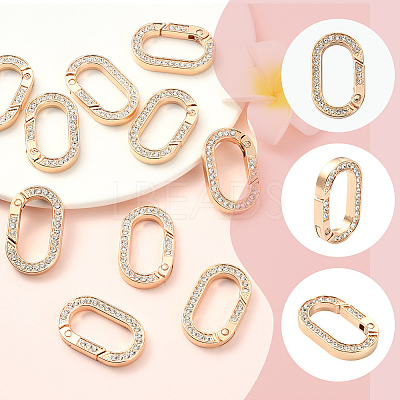 10Pcs Zinc Alloy Crystal Rhinestone Spring Gate Rings FIND-SC0019-51A-1