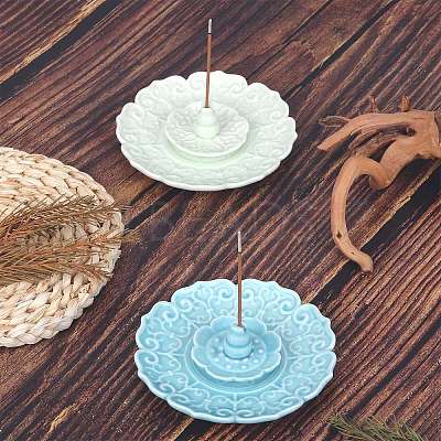 Ceramic Ornaments Chinese Style Ceramic Lotus Fragrance Plug-in Incense Burner Home Indoor Incense Ornaments JX837B-1