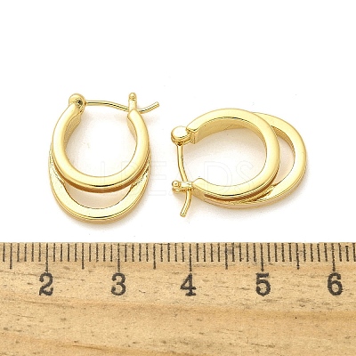 Two-layer Oval Brass Enamel Hoop Earrings EJEW-S252-03B-G-1
