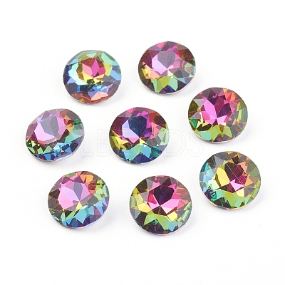 Pointed Back & Back Plated Glass Rhinestone Cabochons RGLA-J012-10mm-001VO-1