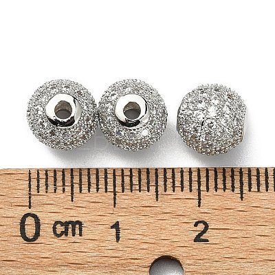 CZ Brass Micro Pave Grade AAA Clear Color Cubic Zirconia Round Beads KK-O065-8mm-05P-NR-1