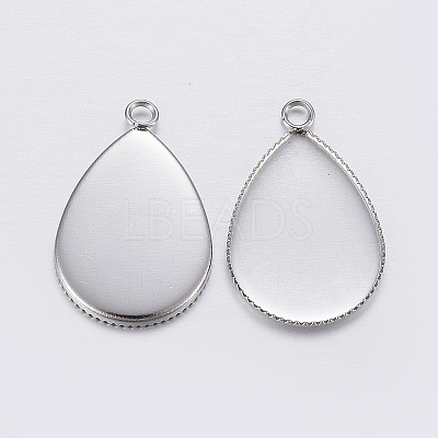 Tarnish Resistant 304 Stainless Steel Pendant Cabochon Settings X-STAS-P198-14B-1