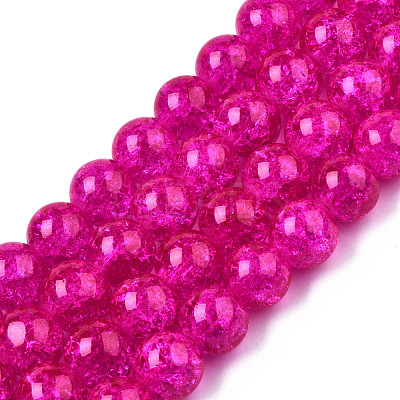 Spray Painted Crackle Glass Beads Strands CCG-Q001-10mm-08-1