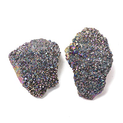Electroplated Natural Druzy Quartz Crystal Cluster Ornaments RABO-PW0001-179B-1