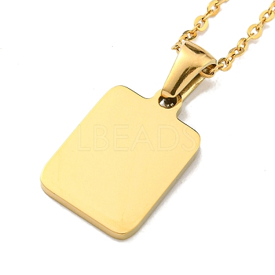 Ion Plating(IP) Rectangle with Initial Letter 304 Stainless Steel Pendant Necklace NJEW-R265-04G-X-1