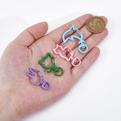 32Pcs 4 Styles Zinc Alloy Enamel Swivel Clasps FIND-HS0002-01-1