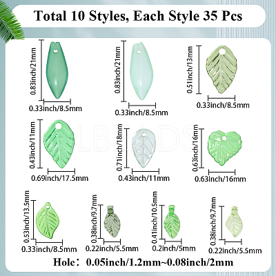350Pcs 10 Styles Transparent Acrylic Pendants OACR-PA0001-23-1