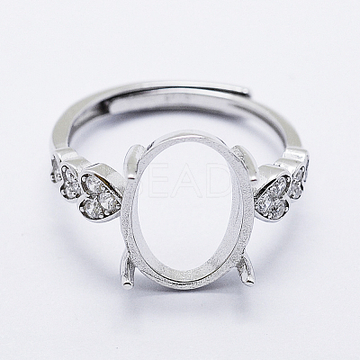 Anti-Tarnish Rhodium Plated 925 Sterling Silver Finger Ring Components STER-G027-04P-1