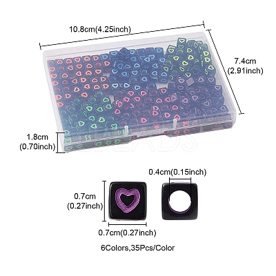 210Pcs 6 Colors Opaque White Acrylic European Beads MACR-YW0002-75B-1