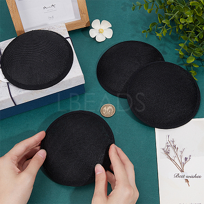 Imitation Hemp Round Fascinator Hat Base for Millinery AJEW-WH0472-45A-02-1