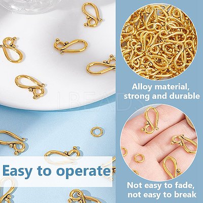 100Pcs Tibetan Style Hook and Eye Clasps FIND-GO0003-01AG-1