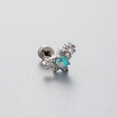 316L Surgical Stainless Steel Pave Light Sky Blue AB Color Cubic Zirconia Cartilage Earrings FS-WG97410-06-1