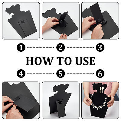 Velvet and Cardboard Side Face Profile Necklace Displays CON-WH0105-09-1