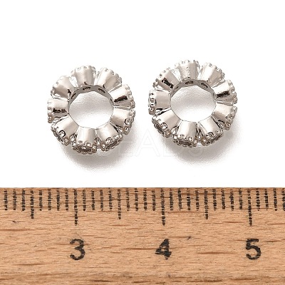 Rack Plating Brass Micro Pave Claer Cubic Zirconia European Beads KK-H508-15A-1