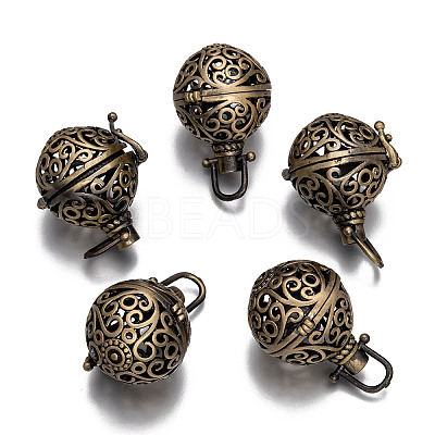 Brass Hollow Round Cage Pendants LS-KK-L079-02-NR-1
