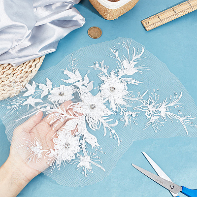 Polyester Embroidery Sew on 3D Flower Appliques DIY-WH0304-717-1