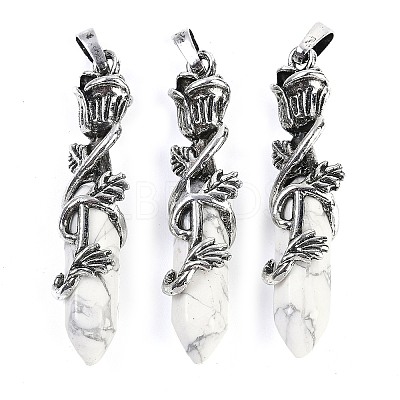 Natural Howlite Faceted Double Termimal Pointed Big Pendants G-P547-03AS-10A-1