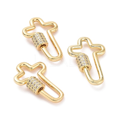 Brass Micro Pave Clear Cubic Zirconia Keychain Clasps ZIRC-TAC0005-02A-G-1