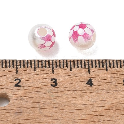 Sports Printed ABS Plastic Beads PL-CBA1C22-07-1