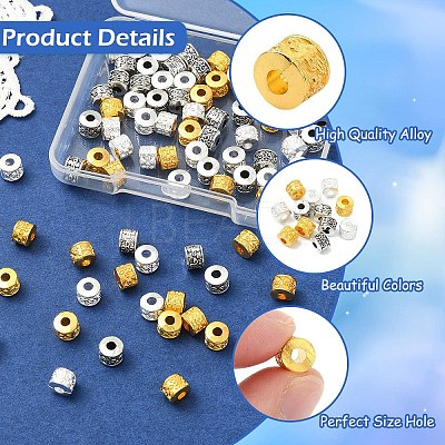 90Pcs 3 Colors Tibetan Style Alloy Beads TIBEB-YW0001-41-1