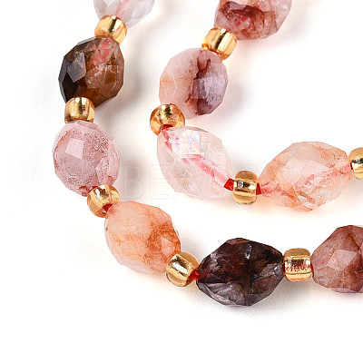 Natural Hematoid Quartz/Ferruginous Quartz Beads Strands G-N342-53-8x6-13-1