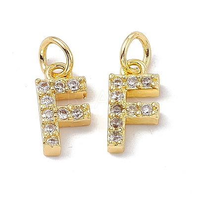 Real 18K Gold Plated Brass Micro Pave Clear Cubic Zirconia Charms KK-E068-VB452-F-1
