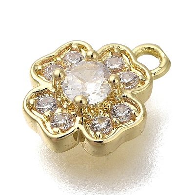 Rack Plating Brass Micro Pave Cubic Zirconia Charms KK-M014-05G-1