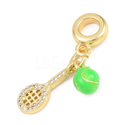 Brass Micro Pave Clear Cubic Zirconia Sports European Dangle Charms KK-H273-07G-1