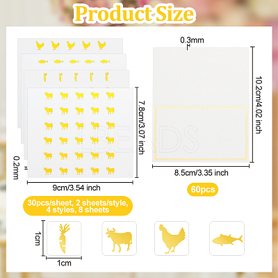 8 Sheets 4 Styles Paper Self Adhesive Cartoon Stickers DIY-OC0010-74B-1