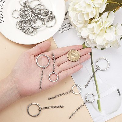 304 Stainless Steel Split Key Ring Clasps STAS-UN0006-33P-1