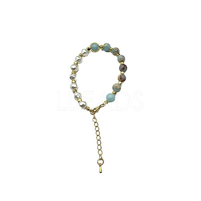 Natural Shoushan Stone Round Beaded Bracelet NC1314-15-1