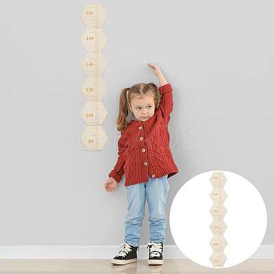 Hexagon Wood Measuring Growth Chart Rulers TOOL-WH0136-124B-1