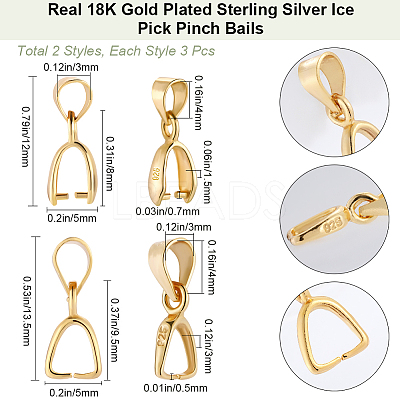 6Pcs 2 Styles 925 Sterling Silver Pendants Bails STER-BBC0006-61-1