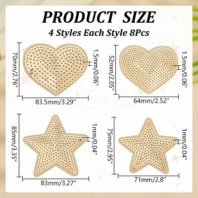 32Pcs 4 Styles Handicraft Beading Felt Appliques PATC-WR0001-05-1