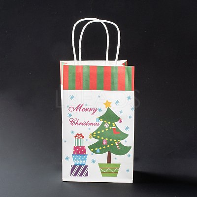 Christmas Theme Kraft Paper Gift Bags CARB-L009-A10-1