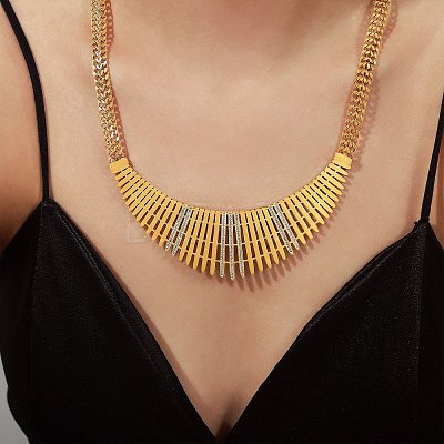 Chunky with Cubic Zirconia Necklaces NJEW-Q322-02G-1