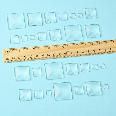 48Pcs 6 Styles Transparent Square Glass Cabochons GGLA-FS0001-06-1