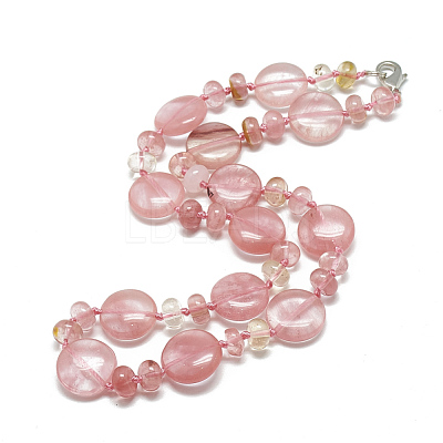 Cherry Quartz Glass Beaded Necklaces NJEW-S393-04-1