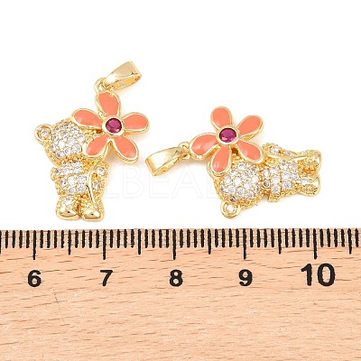 Brass Micro Pave Clear Cubic Zirconia Pendants KK-F931-19G-1