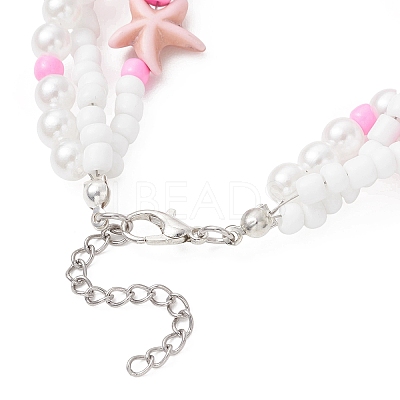 2Pcs Synthetic Turquoise & Glass Seed Beads Multi-strand Bracelets for Women BJEW-JB12974-1