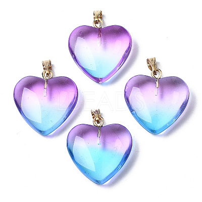 Two Tone Spray Painted Glass Pendants GLAA-N035-016-C02-1