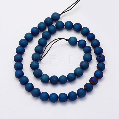 Electroplate Natural Druzy Agate Beads Strands X-G-G708-6mm-03-1
