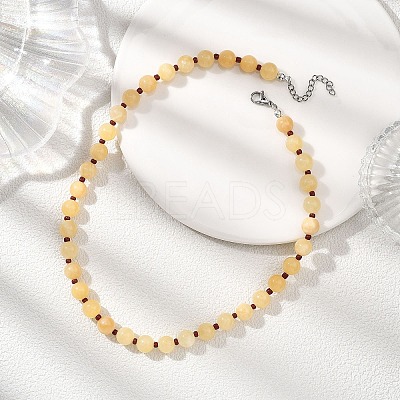 8.5MM Round Dyed Natural Malaysia Jade with Glass Seed Beaded Necklaces for Women NJEW-JN05646-02-1