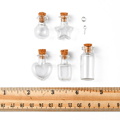 10Pcs 5 Styles Glass Wishing Bottle CON-FS0001-03-1