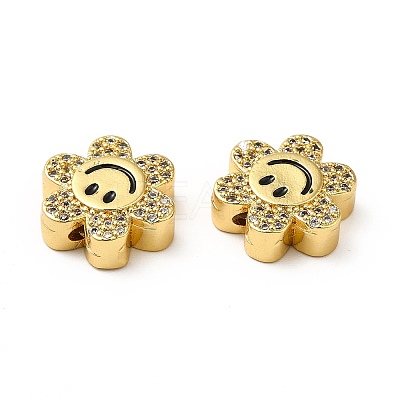 Rack Plating Brass Cubic Zirconia Beads KK-M232-01G-A-1